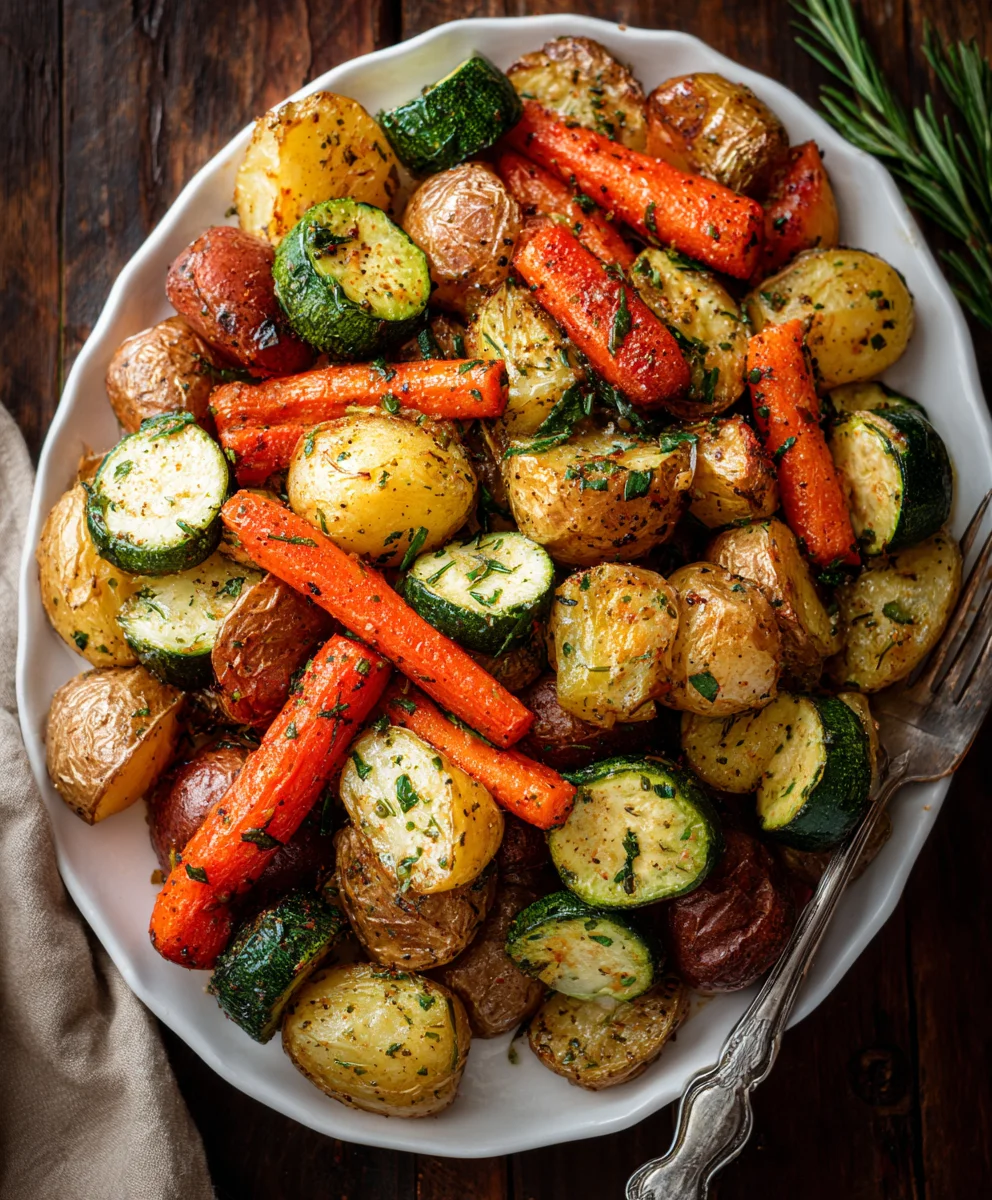 Garlic Herb Roasted Potatoes Carrots Zucchini