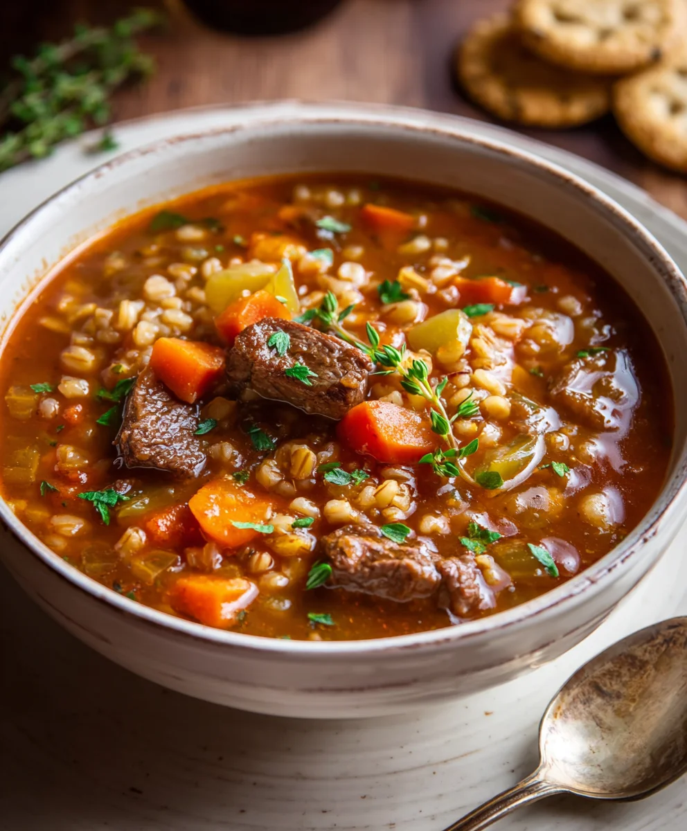 Hearty Beef Barley Soup Recipe- Cozy Comfort Food