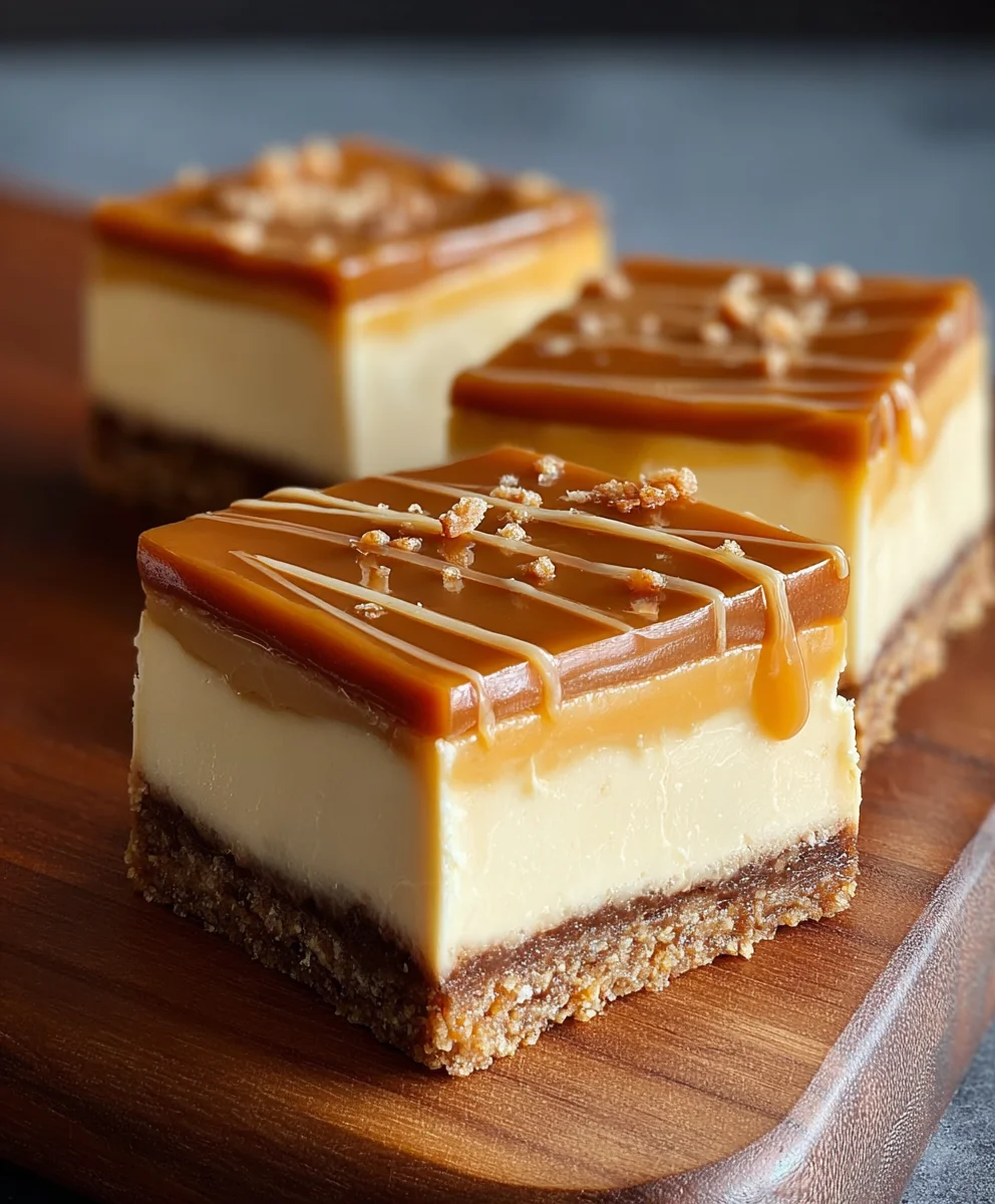 Dulce de Leche Cheesecake Bars-Sweet & Creamy Dessert