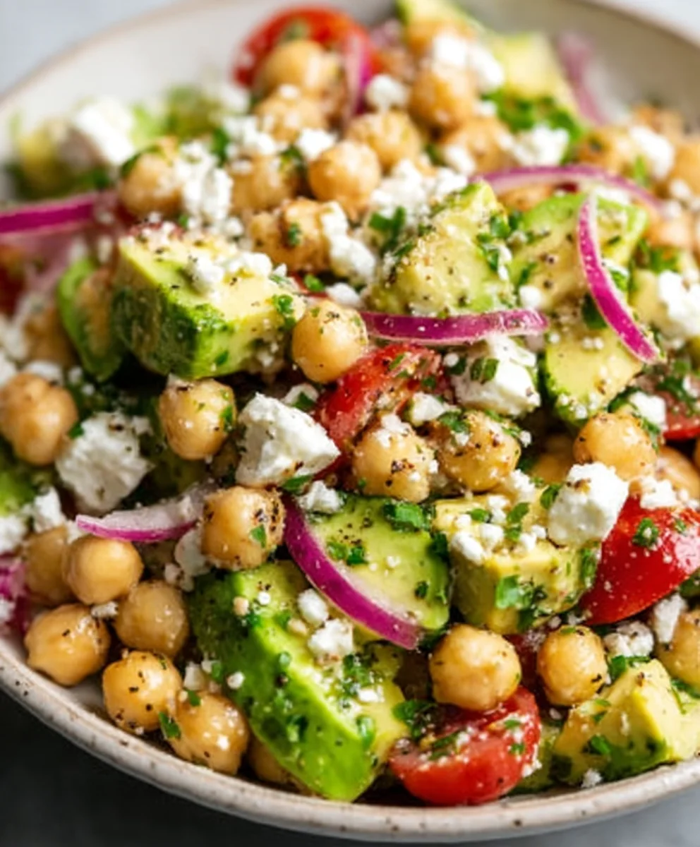 Chickpea Feta Avocado Salad - Fresh & Easy Recipe