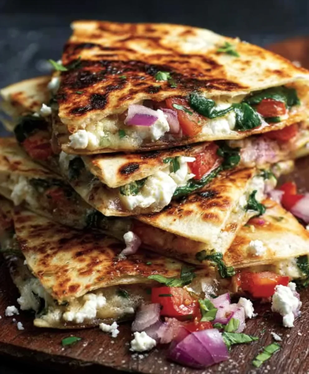 Mediterranean Quesadillas Spinach Feta Mozzarella