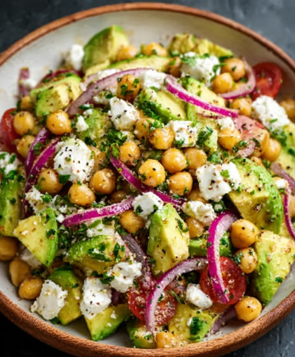 Chickpea Feta Avocado Salad - Fresh & Easy Recipe