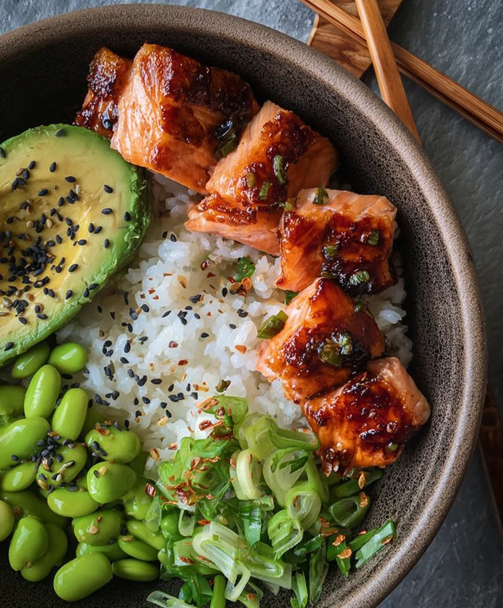 Easy Teriyaki Salmon Sushi Bowl-GF