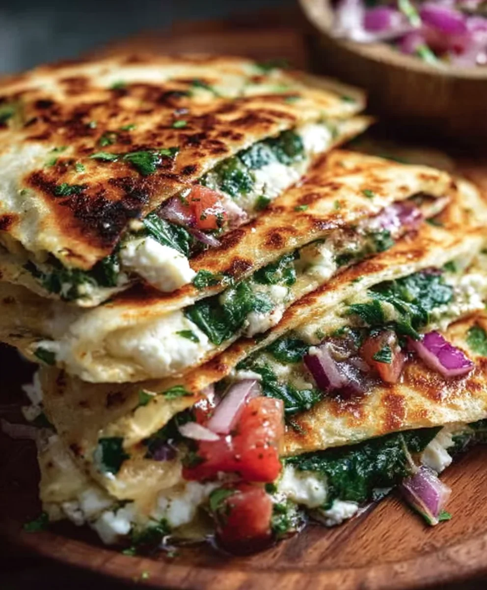 Mediterranean Quesadillas Spinach Feta Mozzarella