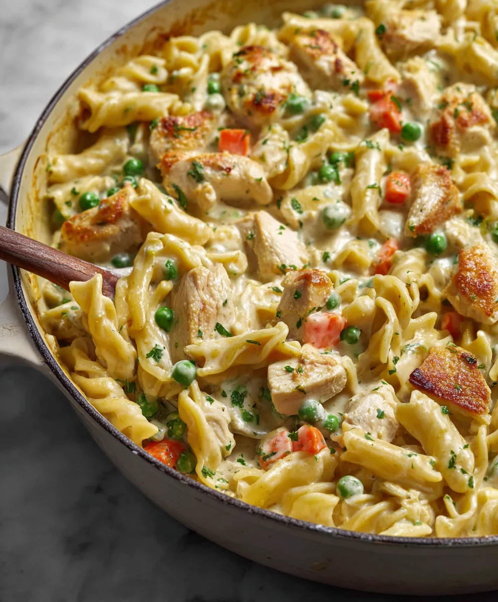 Quick Chicken Pot Pie Pasta - Easy Weeknight Dinner