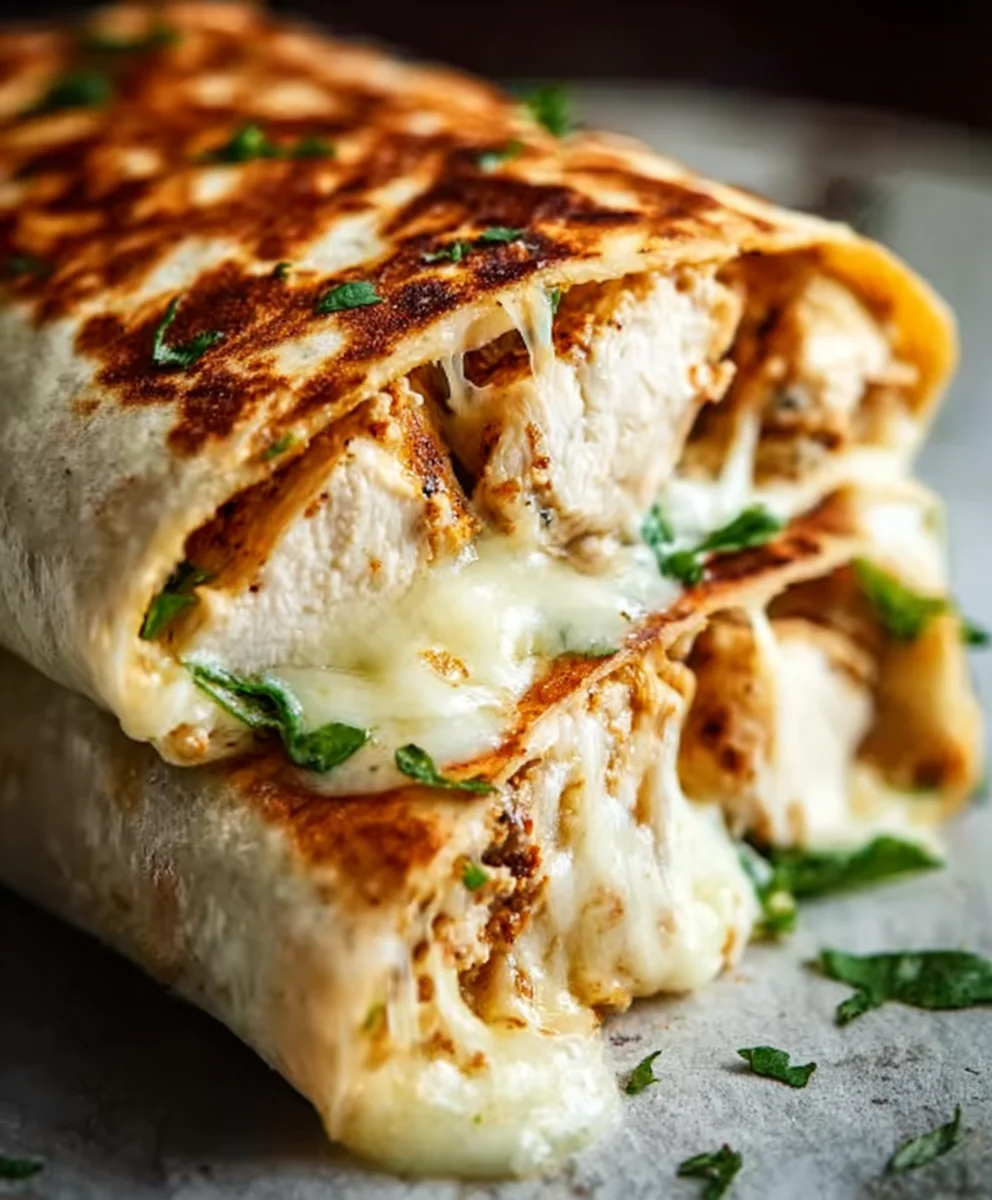 Cheesy Garlic Chicken Wraps-Easy Dinner Recipe