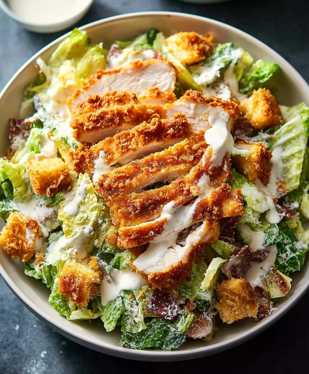 Extra Crispy Chicken Caesar Salad-Best Ever