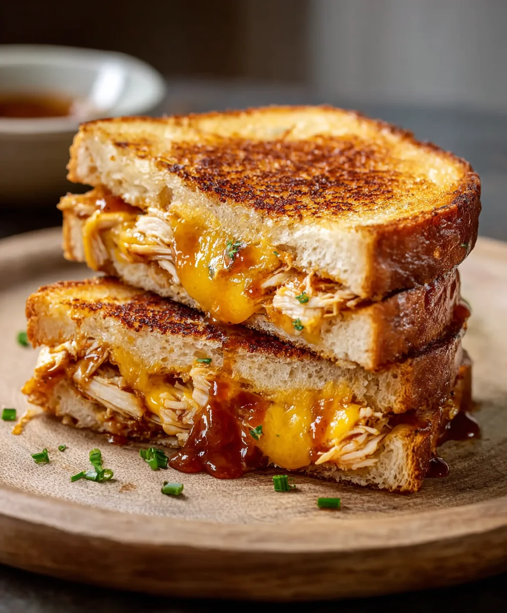 BBQ Chicken Grilled Cheese Sandwich - Easy Recipe