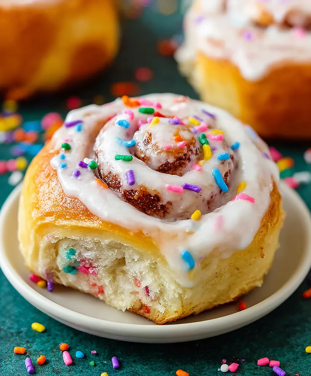 Funfetti Cinnamon Rolls - Easy Rainbow Sprinkles Dessert