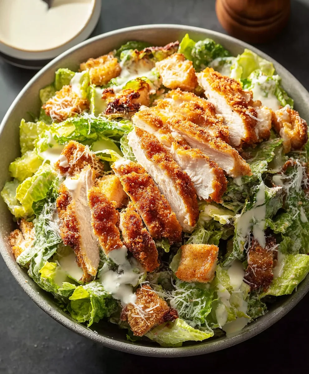 Extra Crispy Chicken Caesar Salad-Best Ever