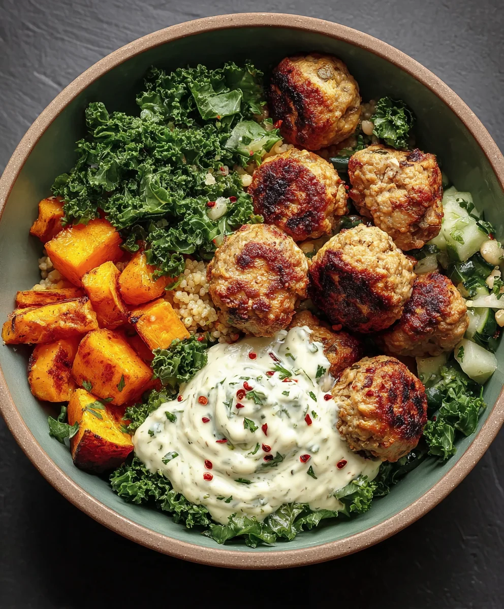Herby Chicken Meatball Bowl - Easy Healthy Meal