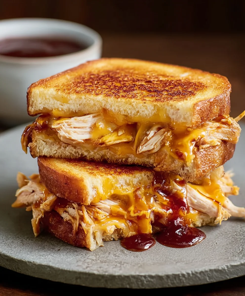 BBQ Chicken Grilled Cheese Sandwich - Easy Recipe