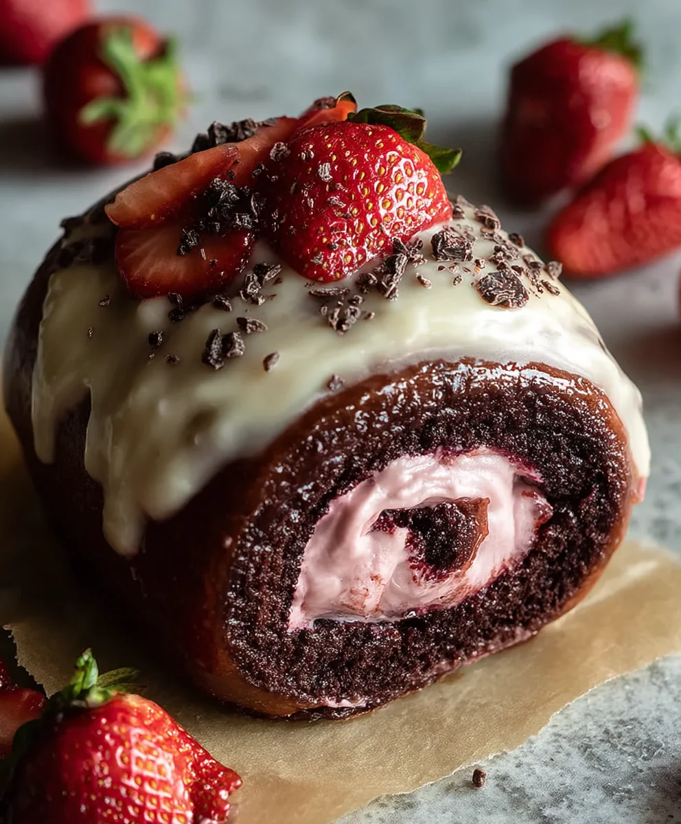 Decadent Chocolate Rolls Strawberry Frosting Bliss