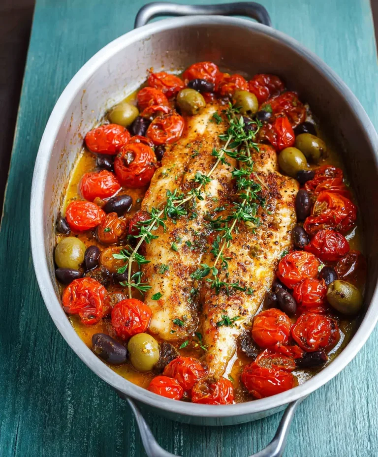Easy Baked Fish Cherry Tomatoes Olives Recipe