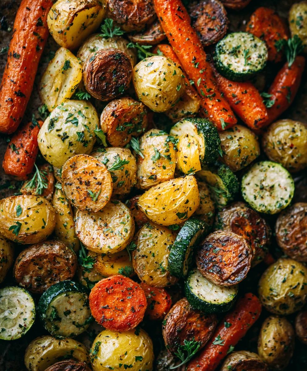 Garlic Herb Roasted Potatoes Carrots Zucchini