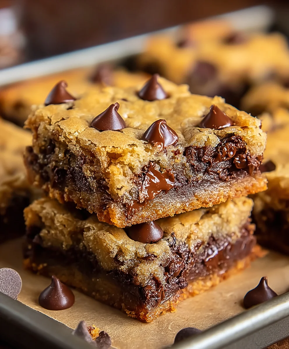 Gooey Chocolate Chip Cookie Bars-Easy Delicious Dessert