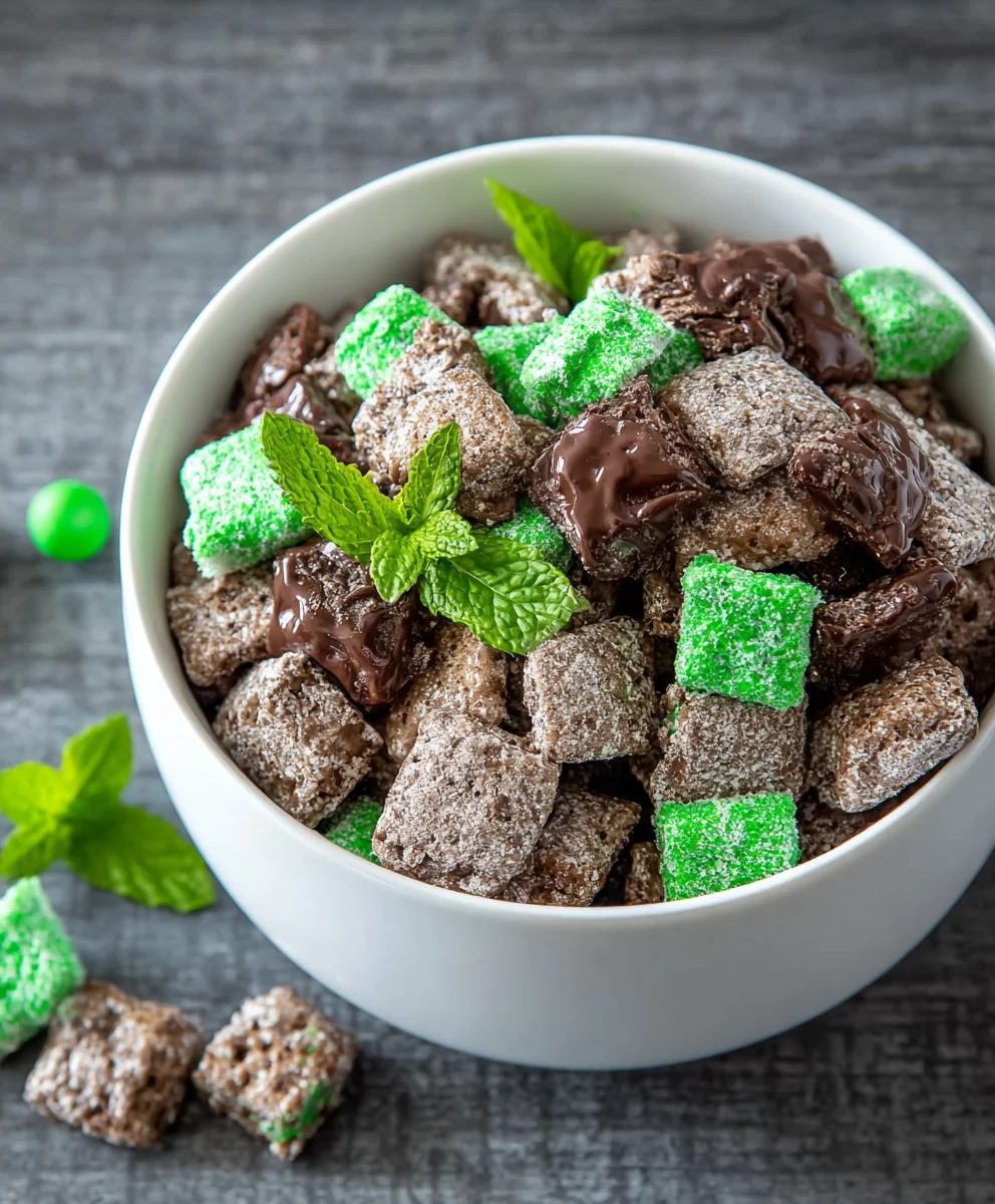 Mint Chocolate Muddy Buddy-Easy Sweet Treat