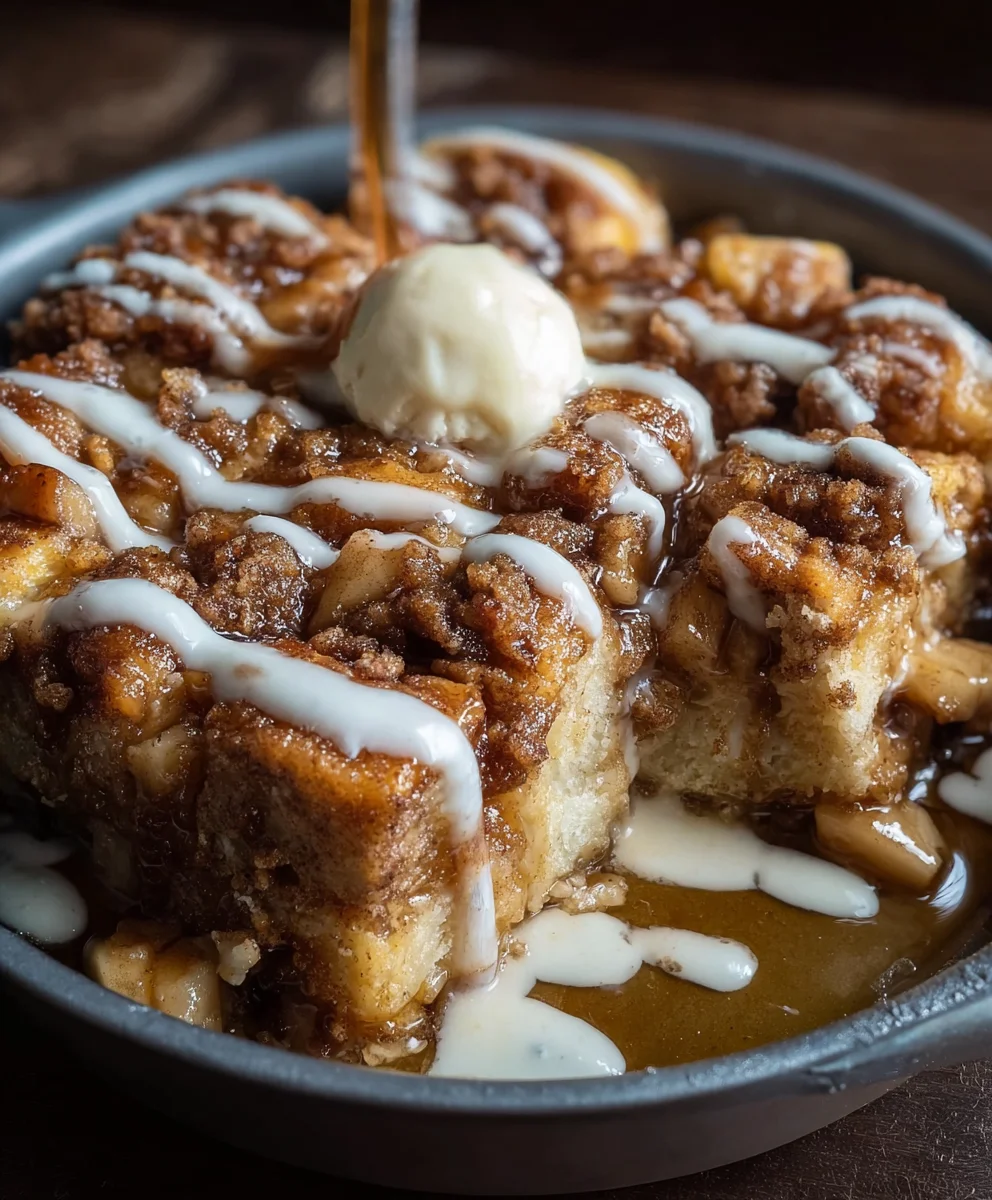 Apple Crisp Cinnamon Roll Casserole Dessert Recipe