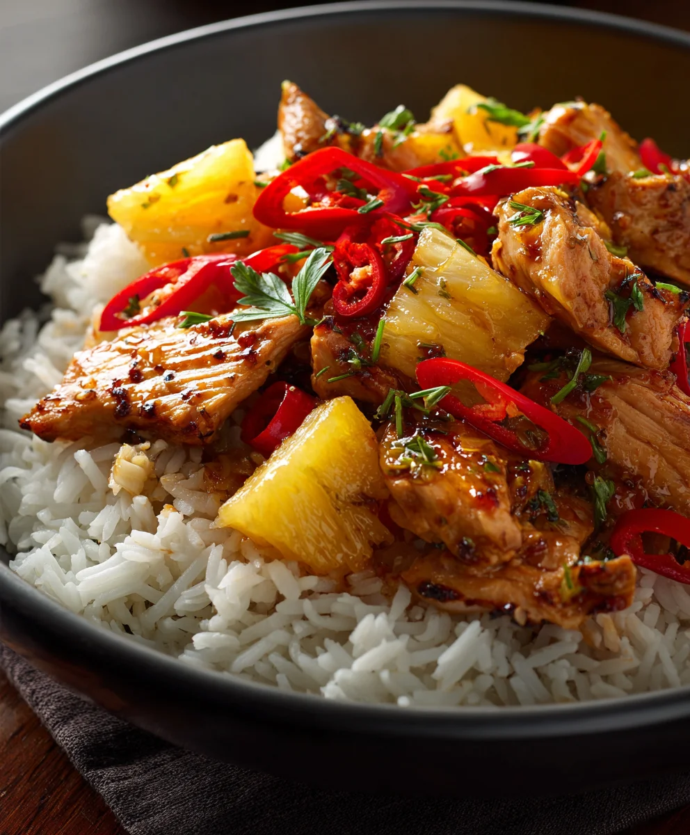 Sweet Pineapple Chicken Rice-Easy Meal