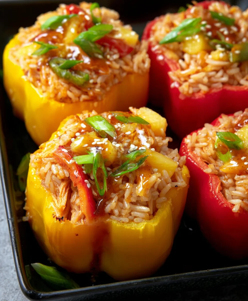 Teriyaki Pineapple Chicken Rice Stuffed Peppers Recipe