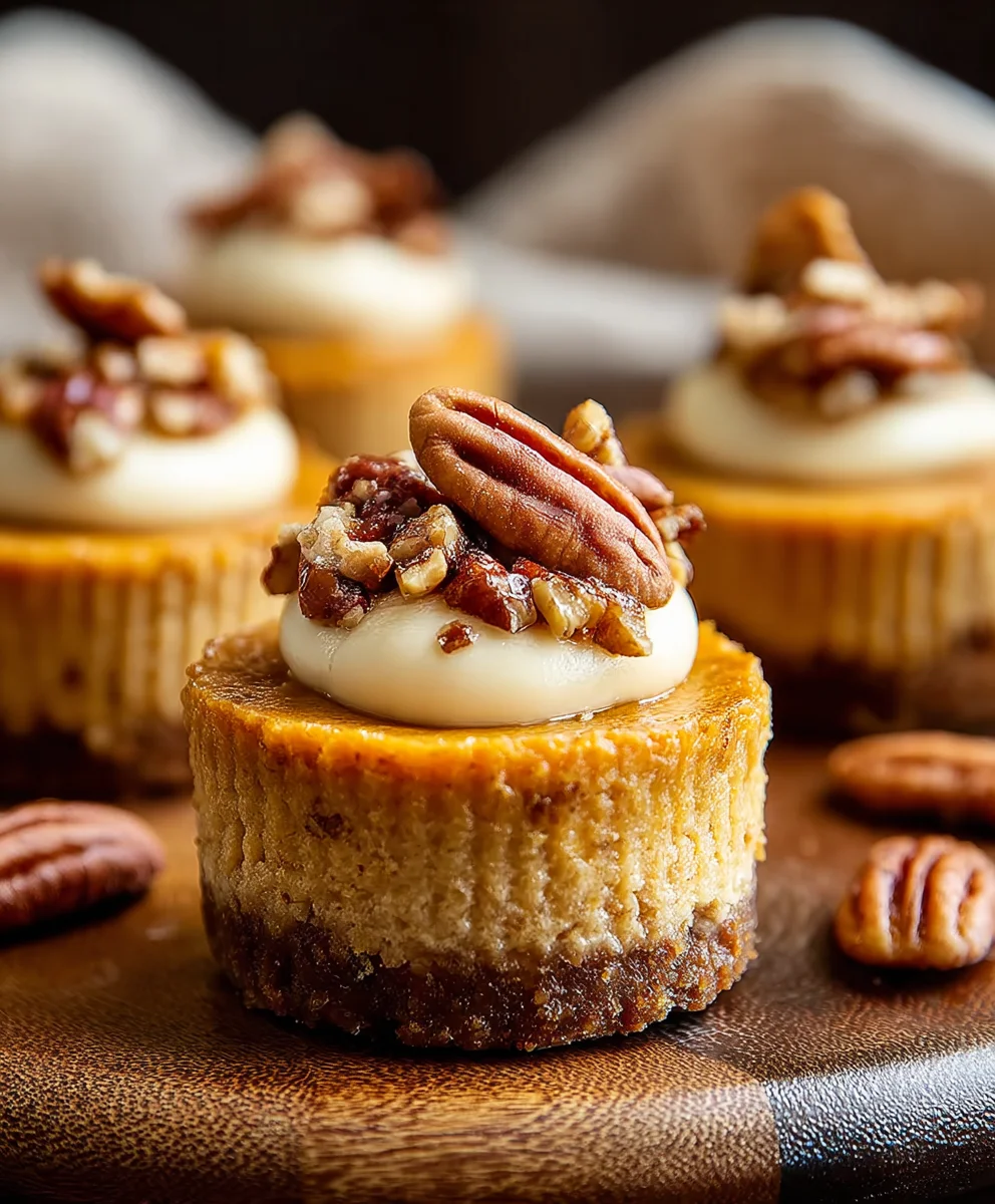 Pumpkin Pecan Mini Cheesecakes-Festive Fall Dessert