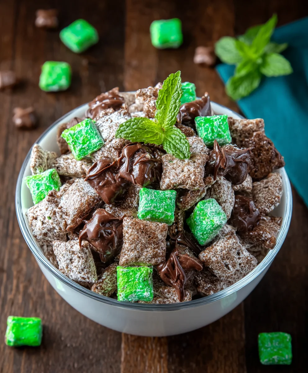 Mint Chocolate Muddy Buddy-Easy Sweet Treat