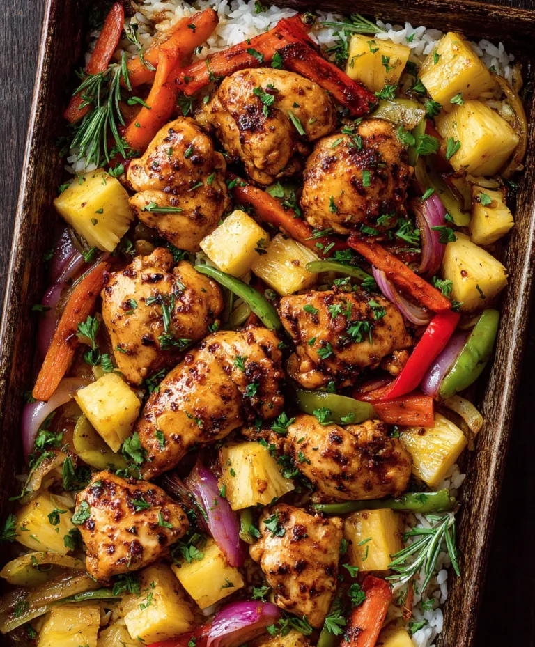 Easy Hawaiian Chicken Sheet Pan Dinner