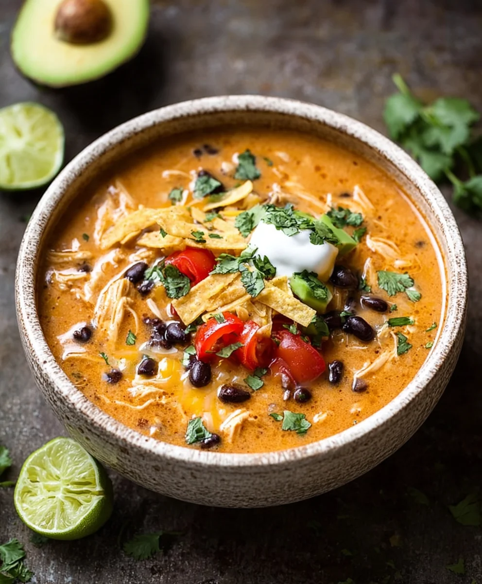 Creamy Chicken Enchilada Soup- Easy Comfort Food