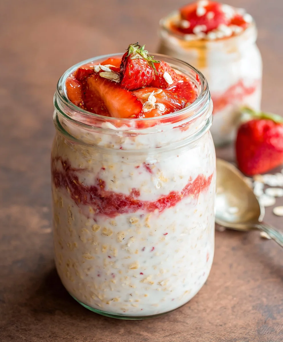 Strawberry Cheesecake Oats - Easy Overnight Recipe