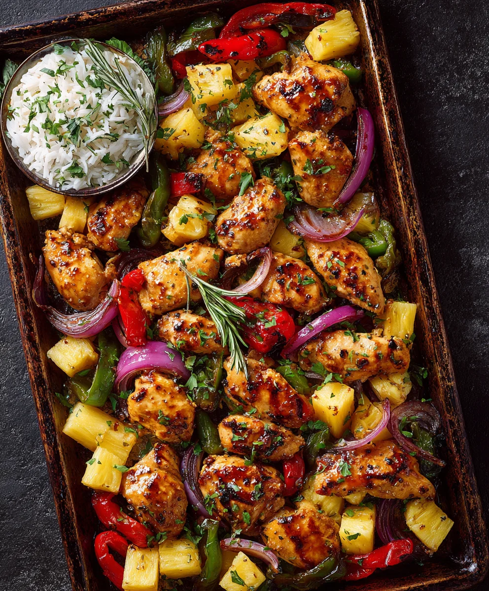 Easy Hawaiian Chicken Sheet Pan Dinner