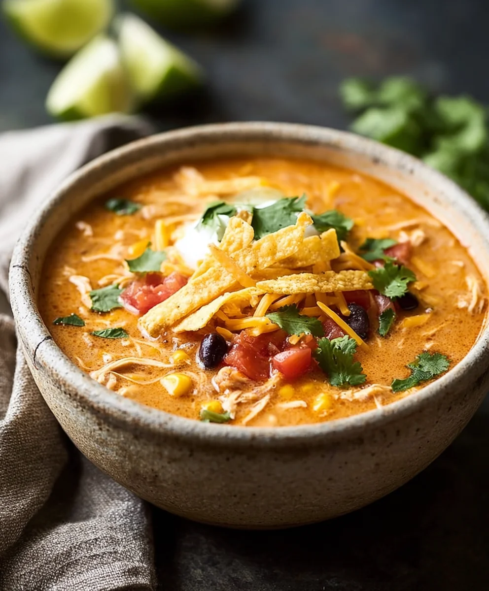 Creamy Chicken Enchilada Soup- Easy Comfort Food
