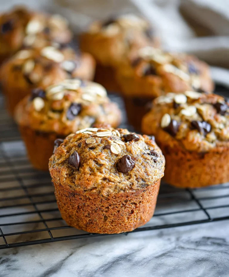 Healthy Banana Chocolate Chip Oatmeal Muffins