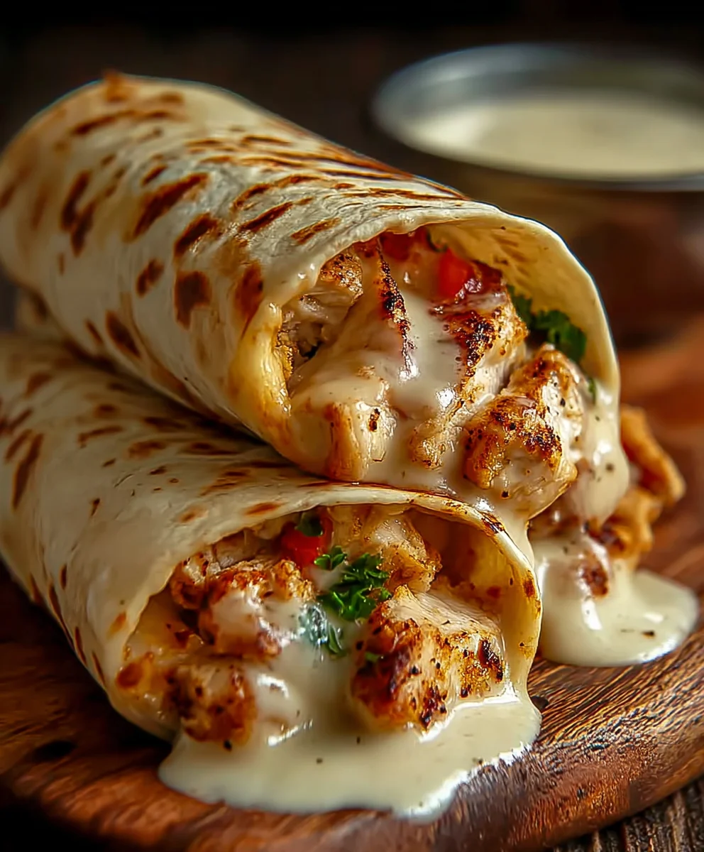 Cheesy Garlic Chicken Wraps Easy Dinner Recipe
