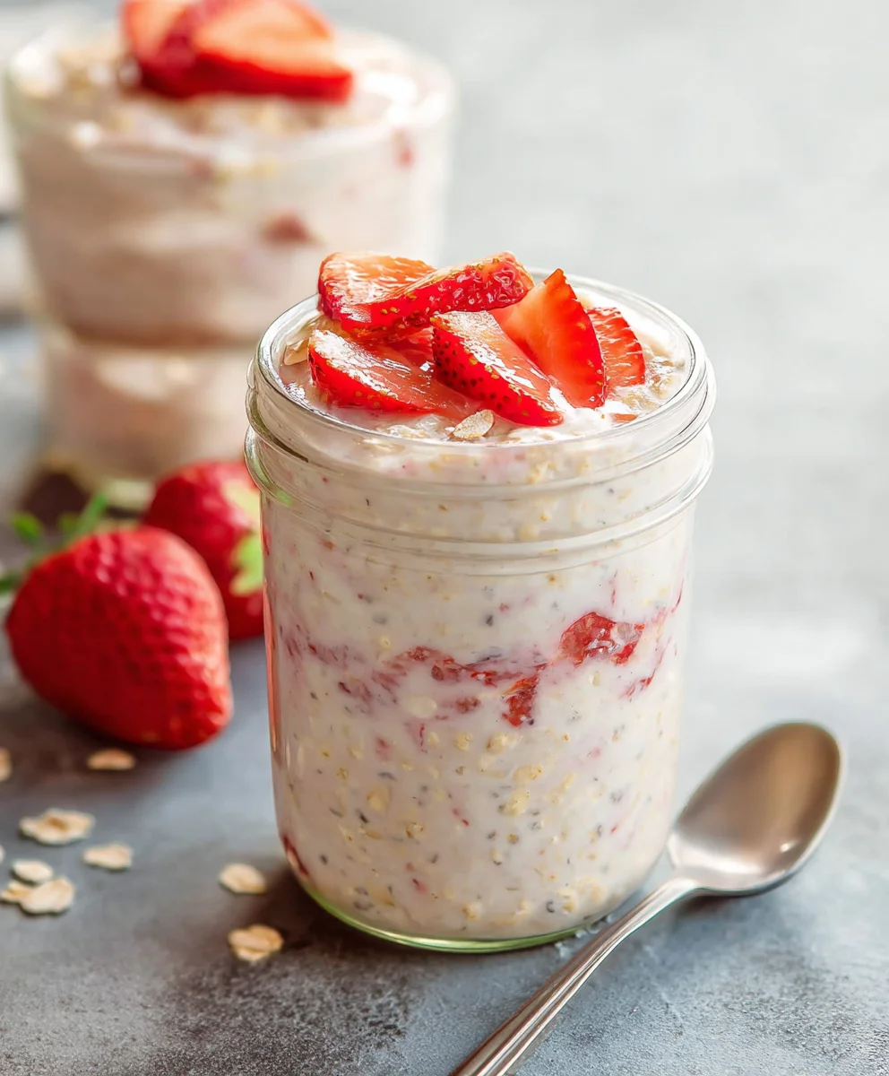 Strawberry Cheesecake Overnight Oats-Easy Breakfast