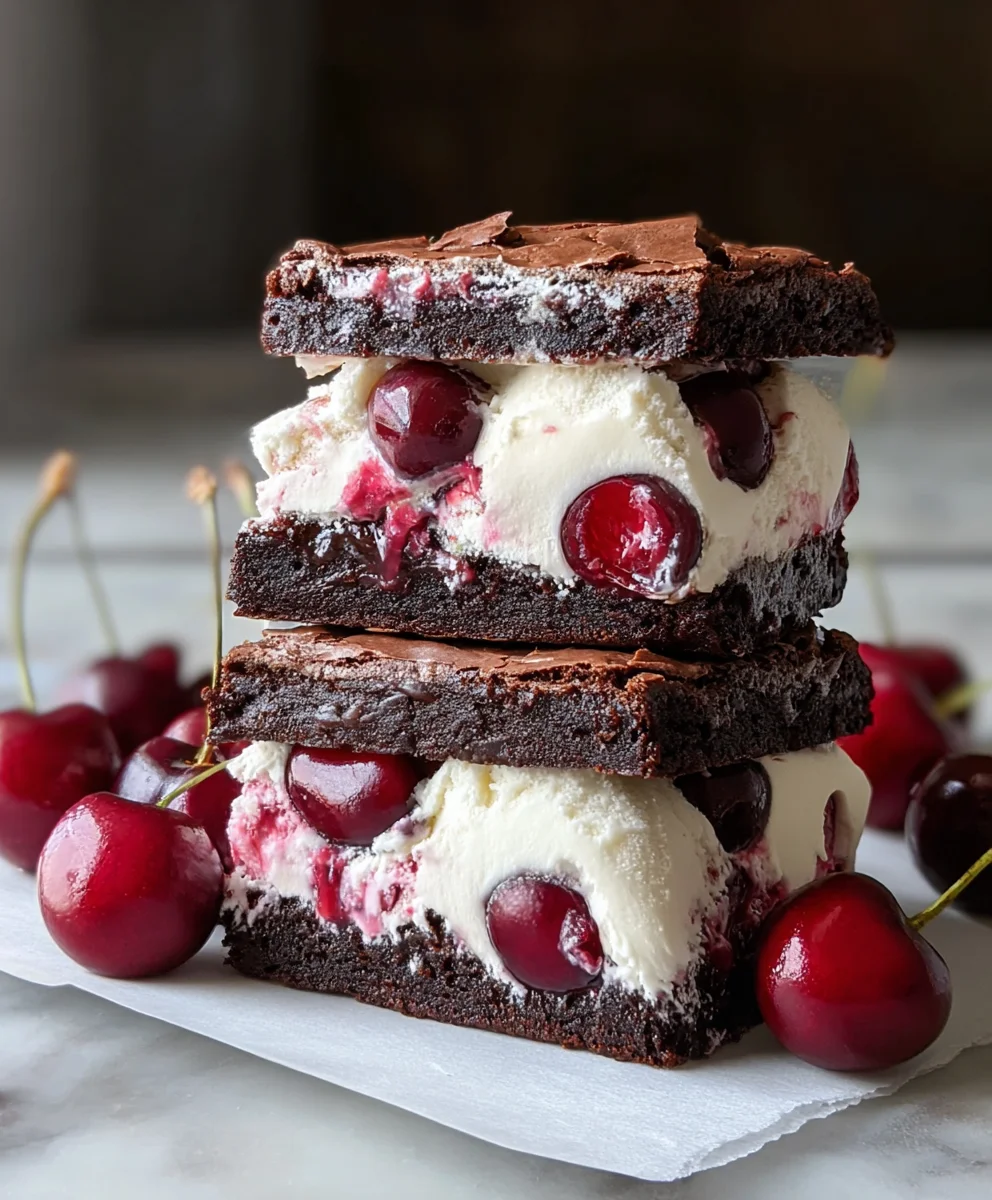 Cherry Brownie Ice Cream Sandwiches-Sweet Treat