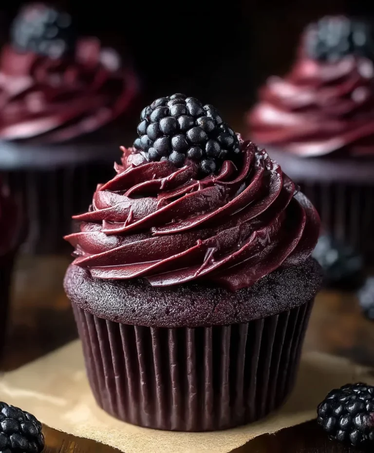 Dark Chocolate Blackberry Cupcakes-Rich & Fruity Delight