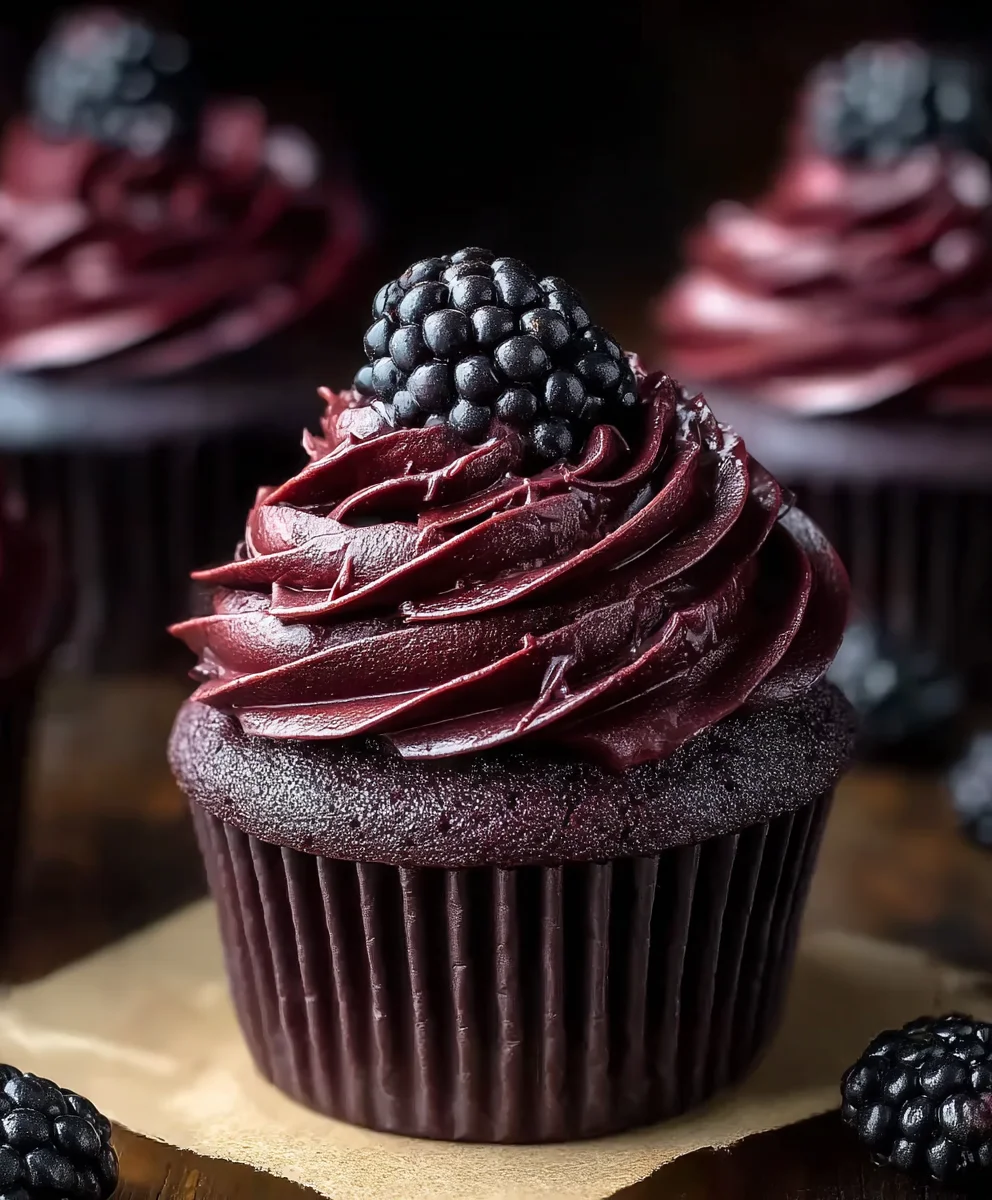 Dark Chocolate Blackberry Cupcakes-Rich & Fruity Delight