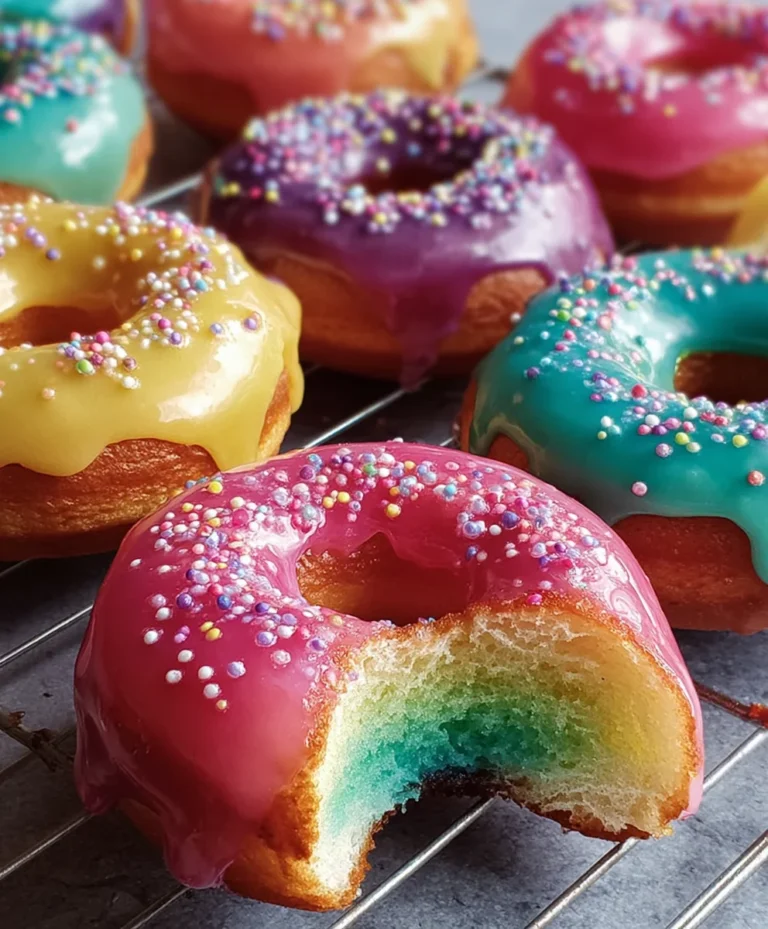 Rainbow-Filled Doughnuts- Vibrant Treat Recipe