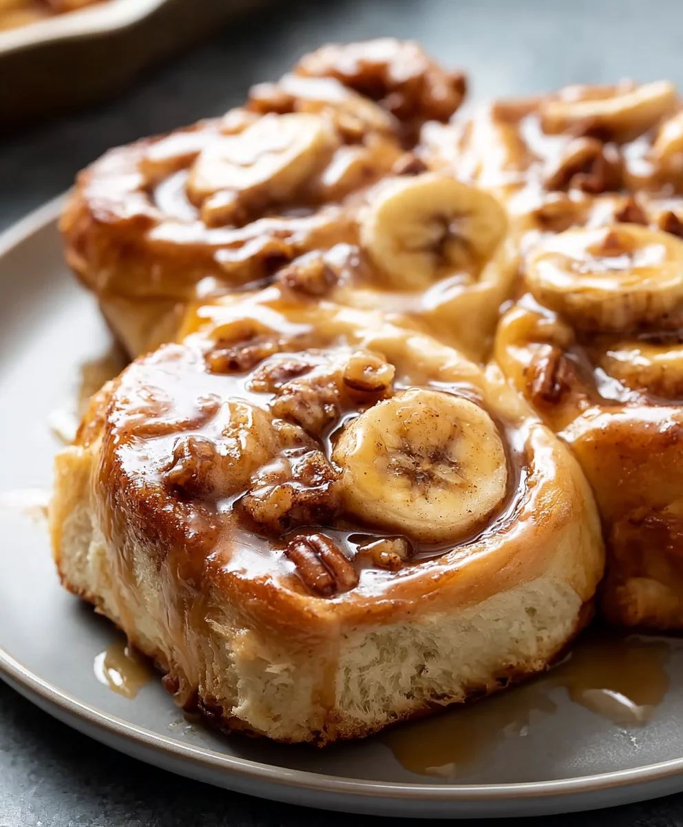 Bananas Foster Cinnamon Rolls- Decadent Dessert Twist