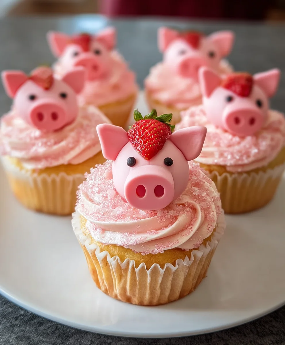 Strawberry Beef Piggy Cupcakes - Cute & Easy Recipe