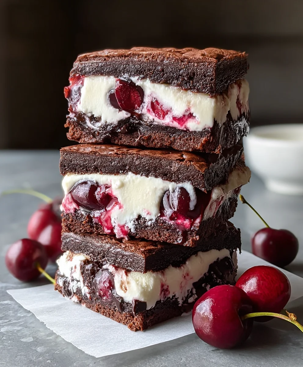 Cherry Brownie Ice Cream Sandwiches-Sweet Treat