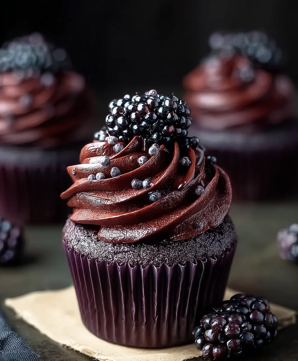 Dark Chocolate Blackberry Cupcakes-Rich & Fruity Delight