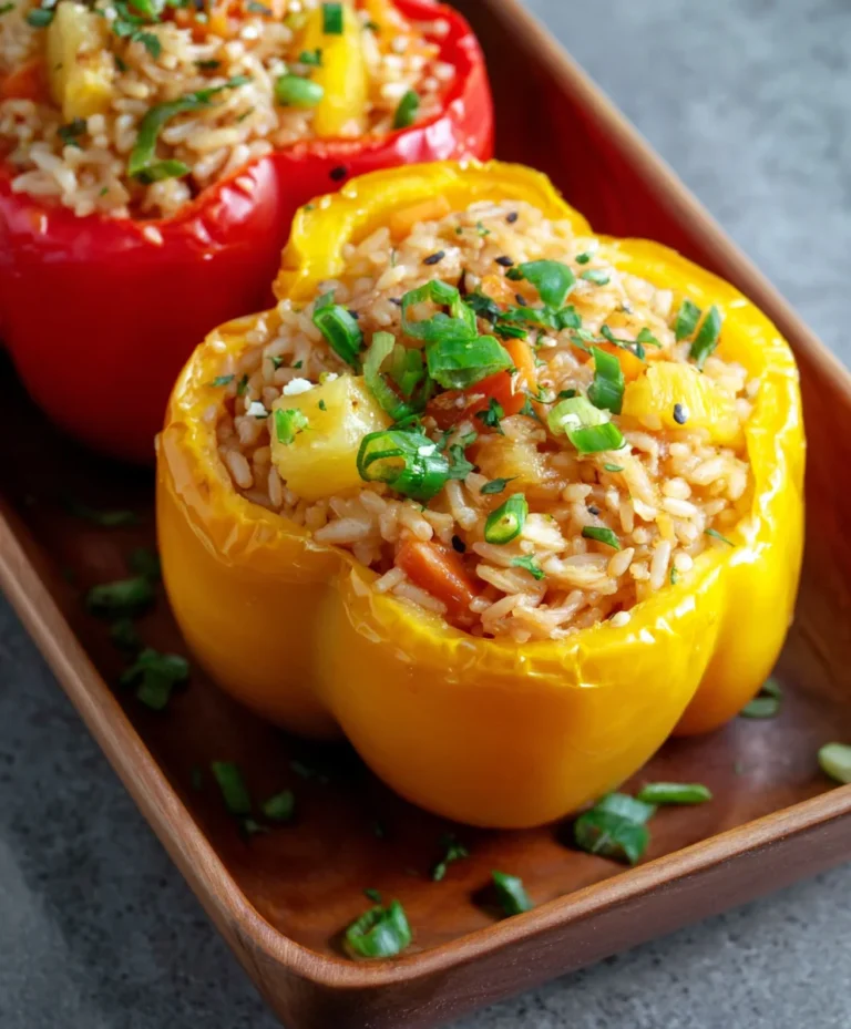 Teriyaki Pineapple Chicken Rice Stuffed Peppers Recipe