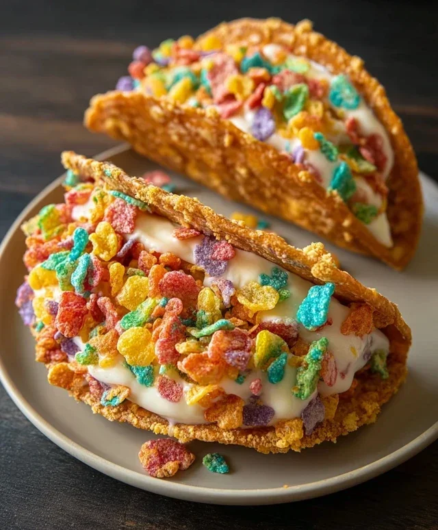 Fruity Pebbles Cheesecake Tacos