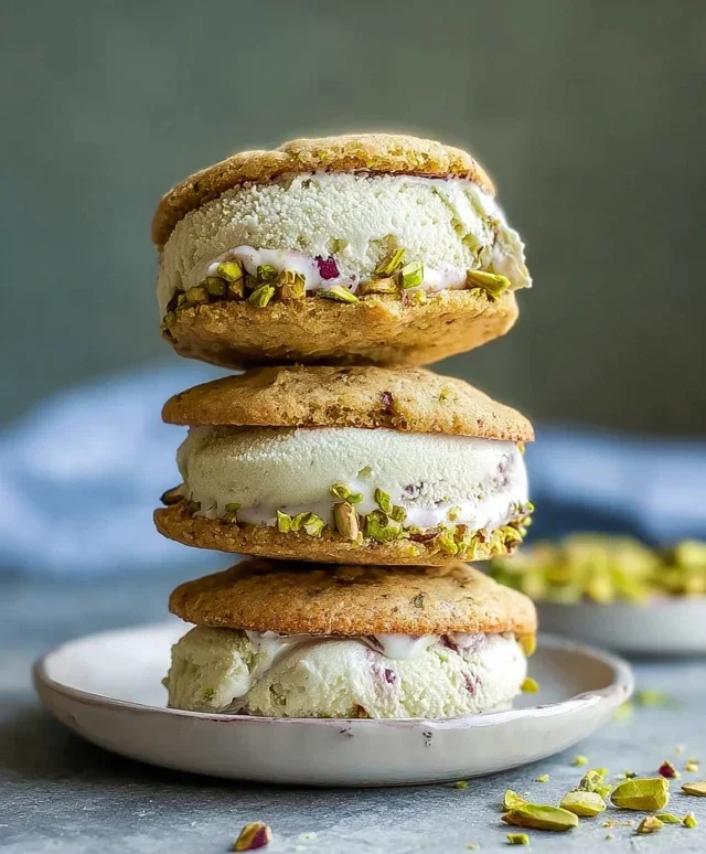 Pistachio Cookie Ice Cream Sandwiches