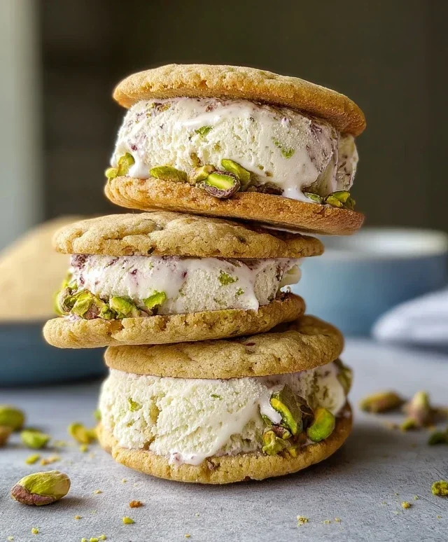 Pistachio Cookie Ice Cream Sandwiches