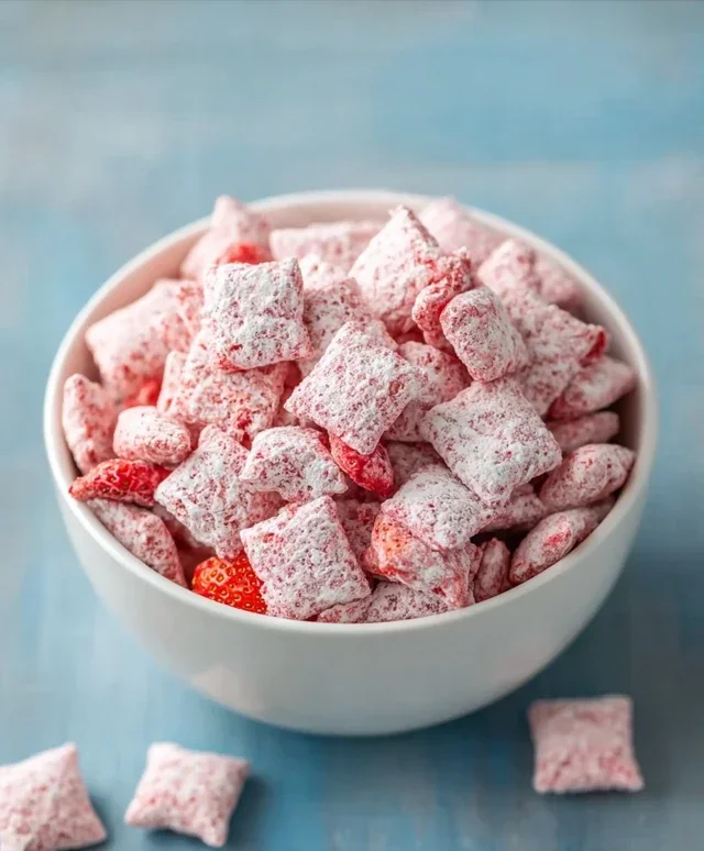 Easy Strawberry Shortcake Puppy Chow