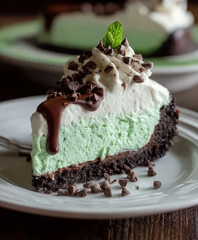 No Bake Mint Chocolate Chip Cheesecake