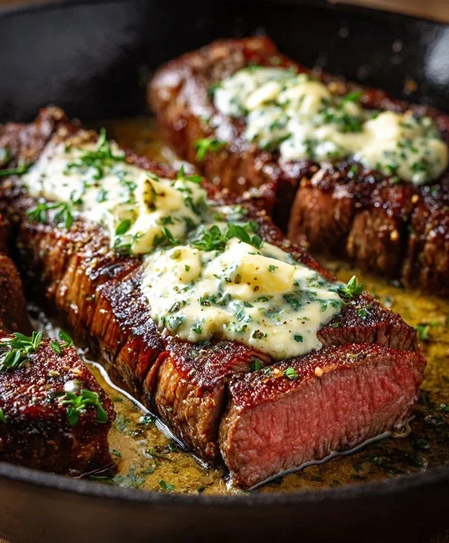 Garlic Butter Steak With Parmesan Cream Sauce