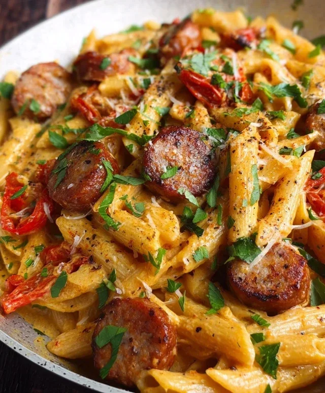 One Pot Creamy Cajun Sausage Pasta (30-Minutes)